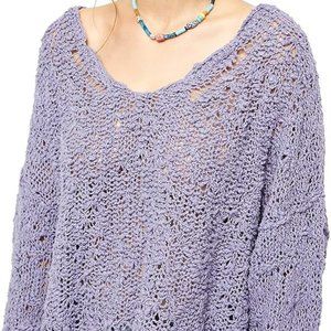 Free People Women's Sunday Shore Pullover Sweater, Purple